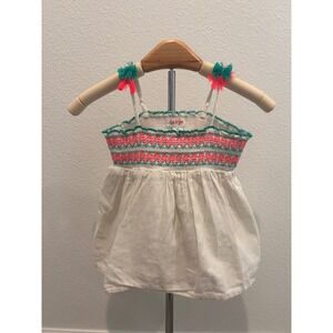 NWOT Cat & Jack Girls‎ Top Size 3T Sleeveless Smocked Embroidered Tassels Summer
